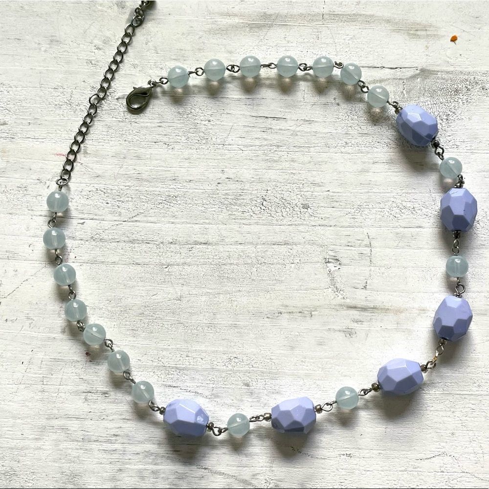 Purple and blue beaded necklace